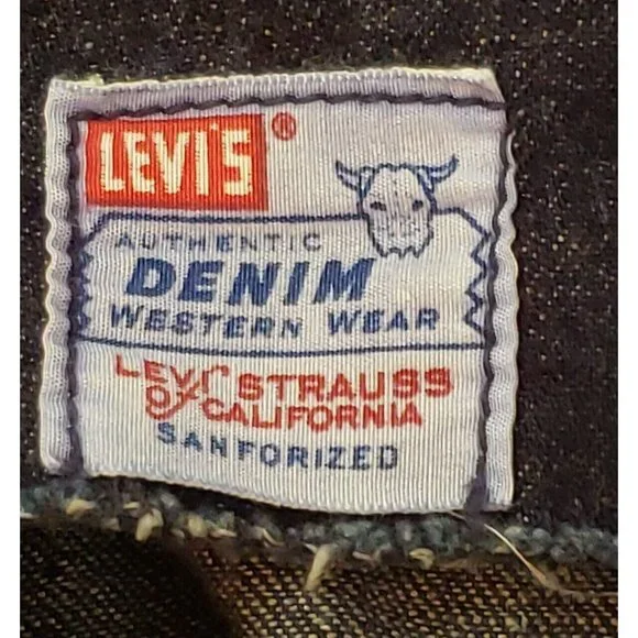 Levis Shorthorn Denim Skirt Sanforized Western Diamond Pearl Snap ALine Midi Vtg